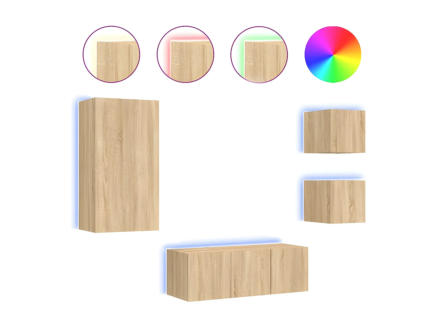 Ensemble de meuble TV avec LED 5 pcs chêne sonoma bois d'ingénierie WET9045