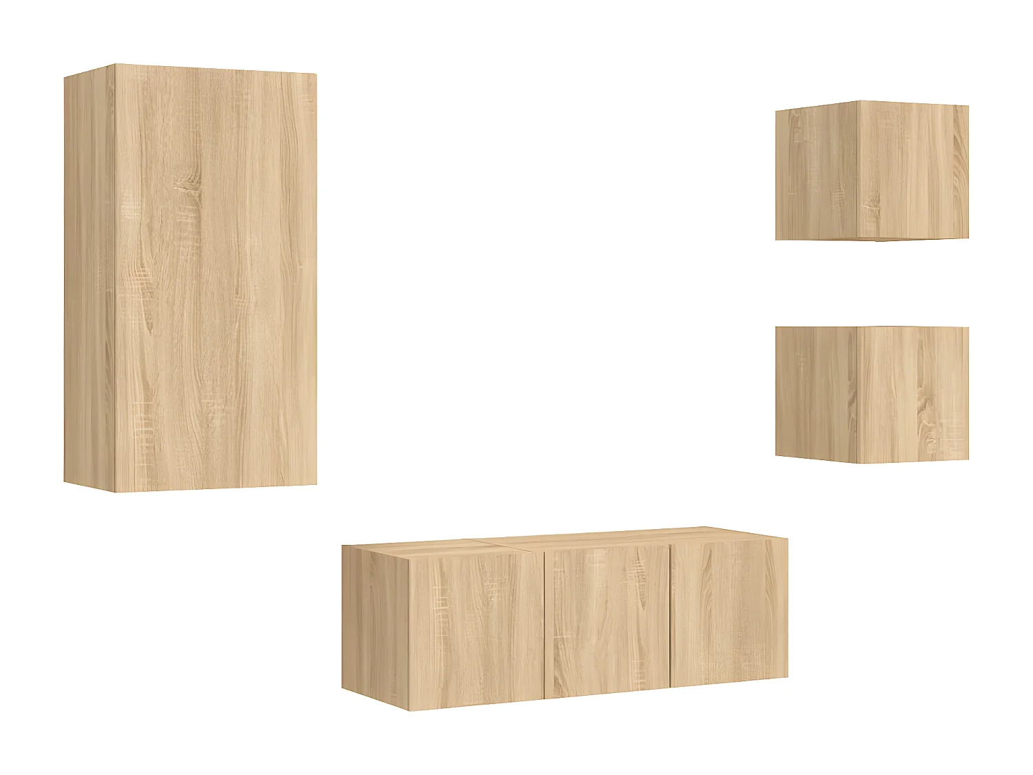 Ensemble de meuble TV avec LED 5 pcs chêne sonoma bois d'ingénierie WET9045