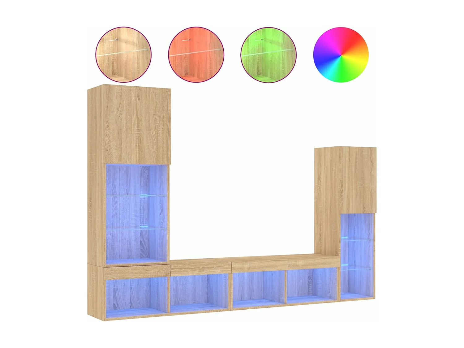 Ensemble de meuble TV avec LED 4 pcs chêne sonoma bois d'ingénierie WET7691