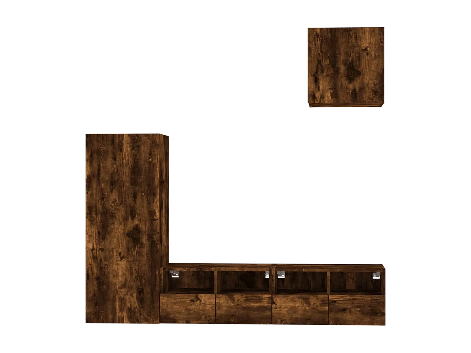 Muebles TV de pared 4 pzas madera ingeniería roble ahumado ES72562