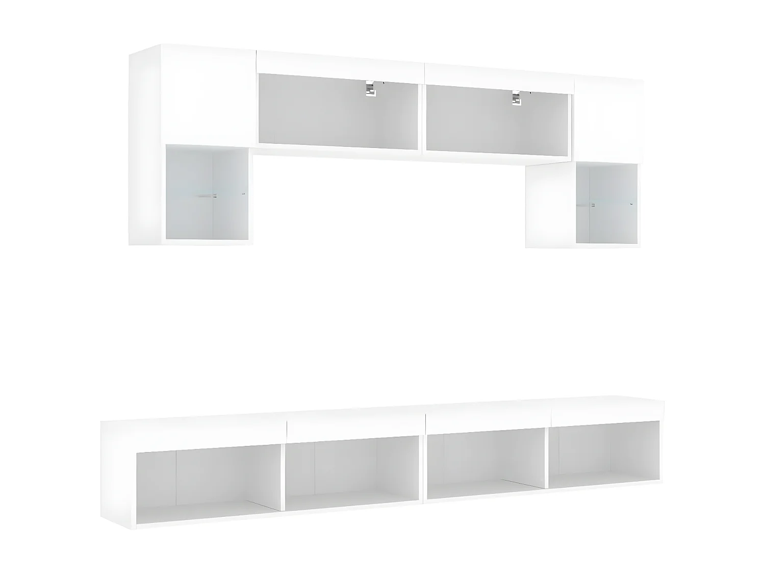 Muebles TV de pared con LED 6 pzas madera ingeniería blanco ES67569