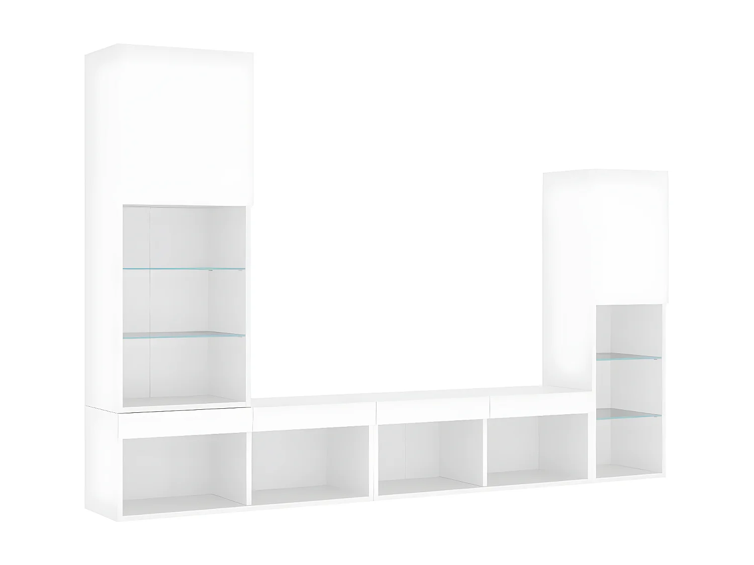 Ensemble de meuble TV avec LED 4 pcs blanc bois d'ingénierie WET4419