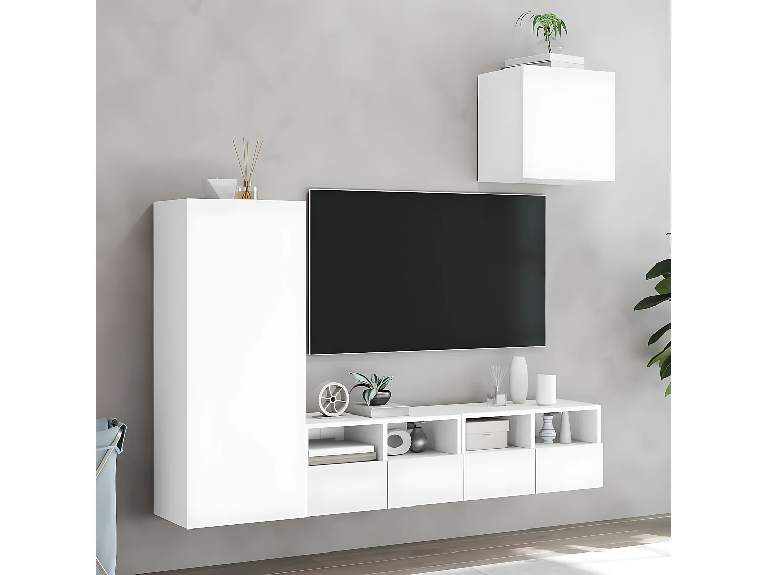 Ensemble de meuble TV 4 pcs blanc bois d'ingénierie WET1534