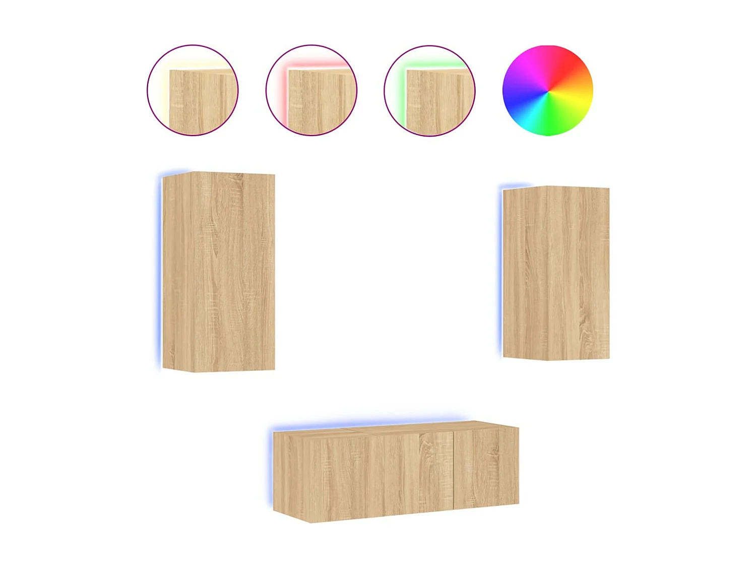 Ensemble de meuble TV avec LED 4 pcs chêne sonoma bois d'ingénierie WET7155