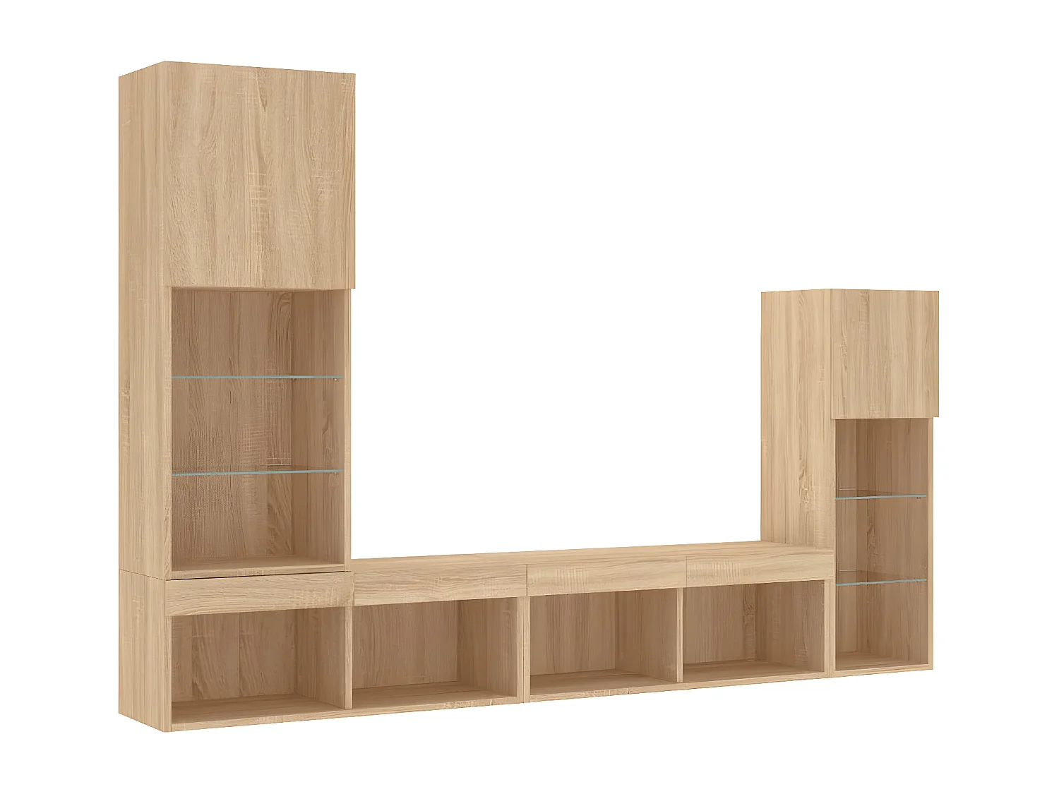 4pcs móveis parede p/ TV c/ LEDs deriv. madeira carvalho sonoma PT425640