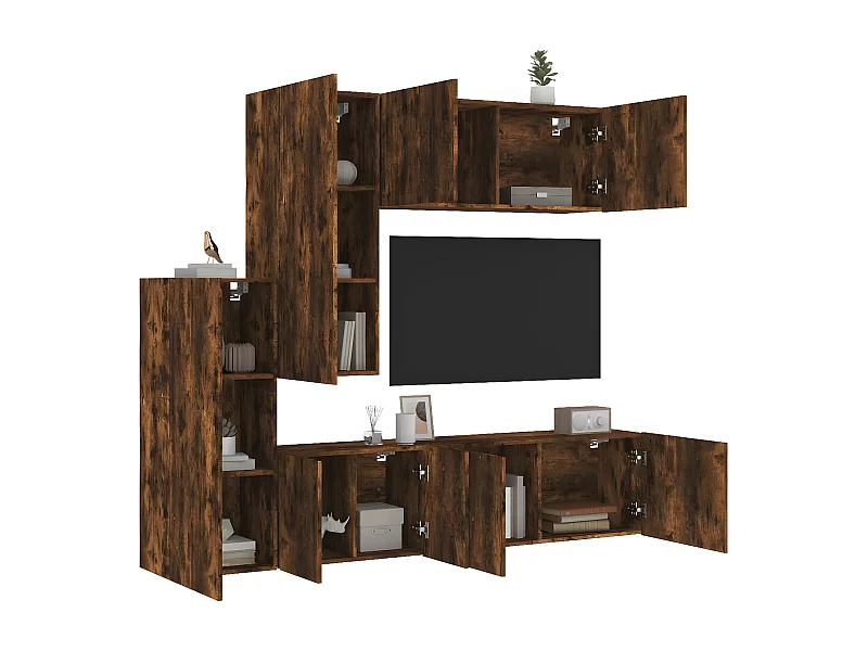 Ensemble de meuble TV 5 pcs chêne fumé bois d'ingénierie WET7238