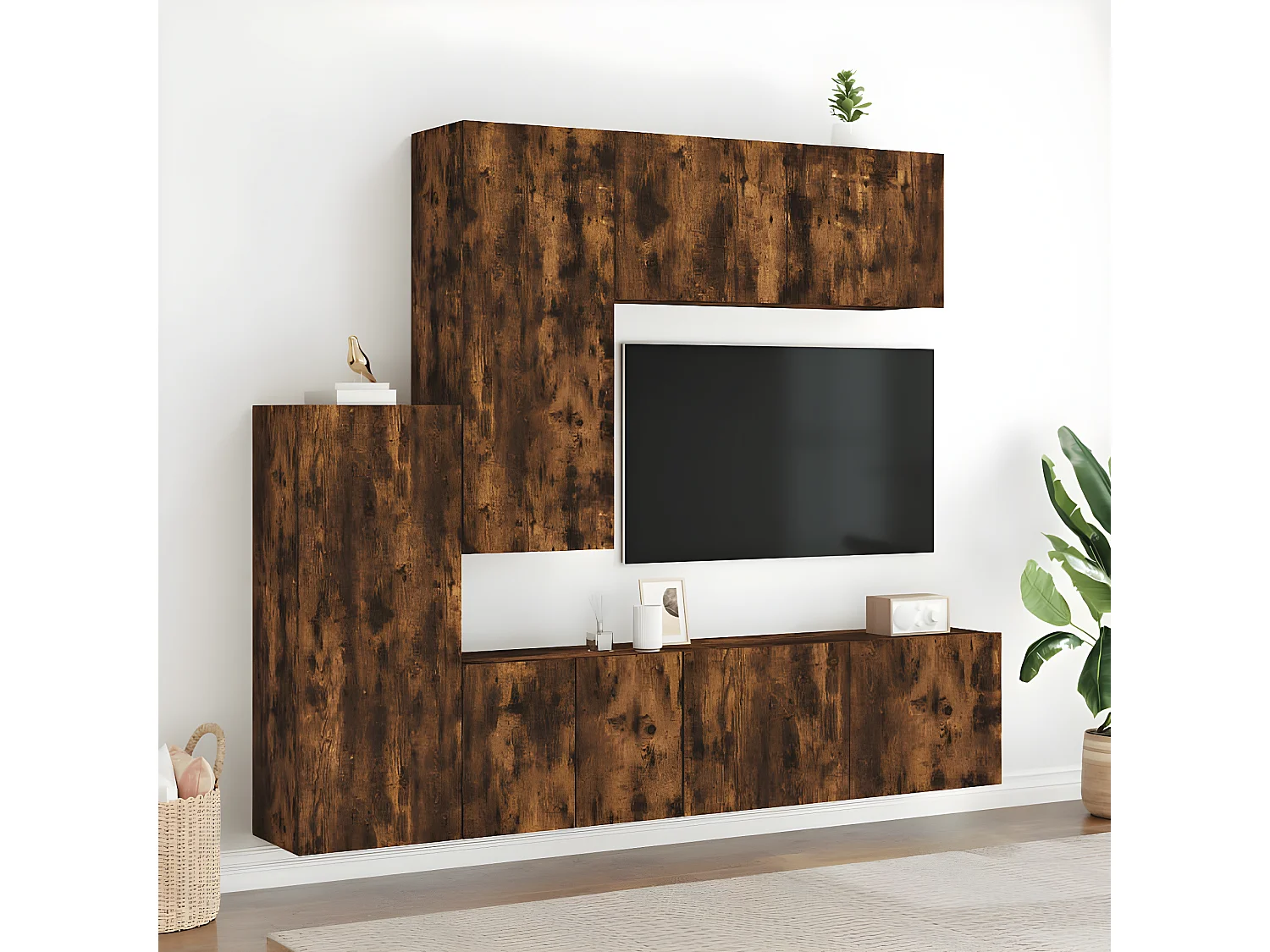 Ensemble de meuble TV 5 pcs chêne fumé bois d'ingénierie WET7238