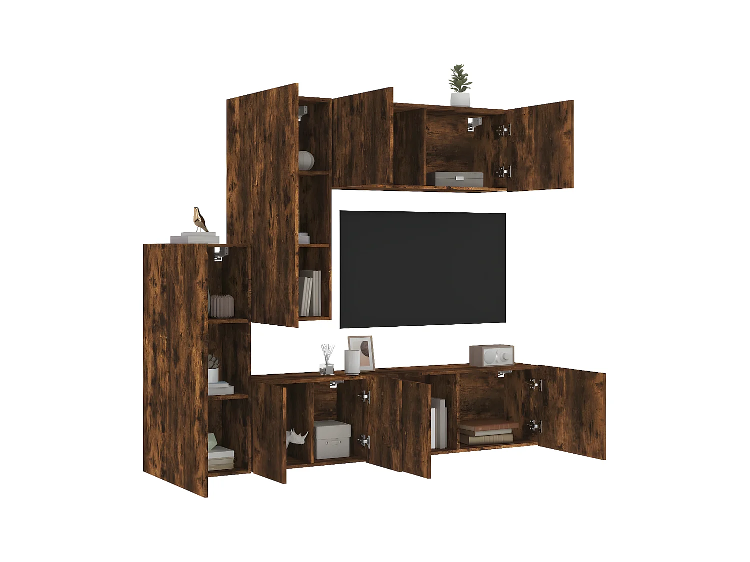 Ensemble de meuble TV 5 pcs chêne fumé bois d'ingénierie WET7238