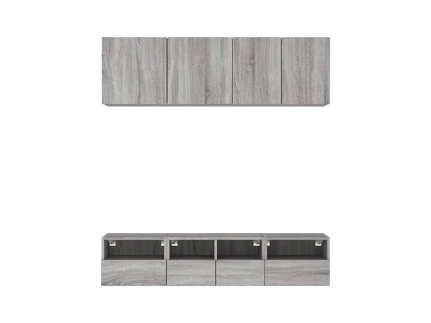 5 pcs móveis de parede p/ TV derivados de madeira cinza sonoma PT728043