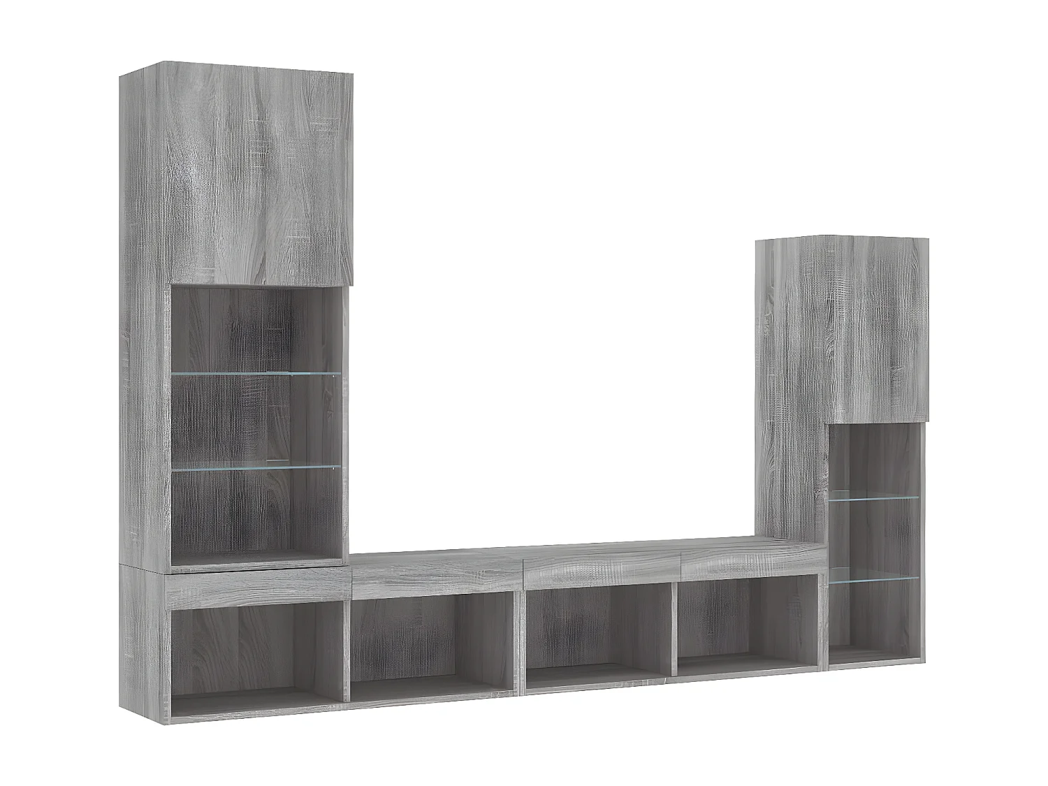 Ensemble de meuble TV avec LED 4 pcs gris sonoma bois d'ingénierie WET7980