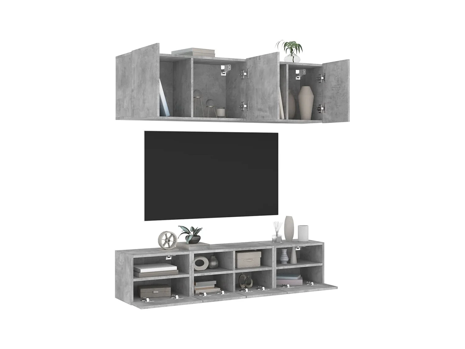 Ensemble de meuble TV 5 pcs gris béton bois d'ingénierie WET1140