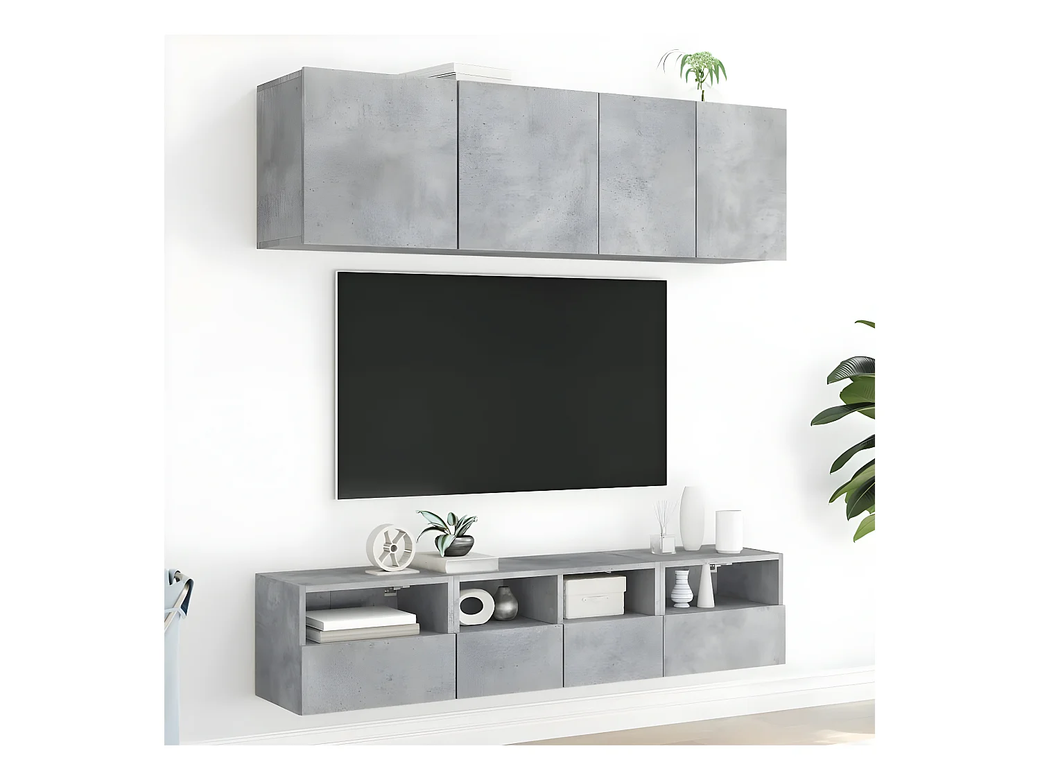Ensemble de meuble TV 5 pcs gris béton bois d'ingénierie WET1140