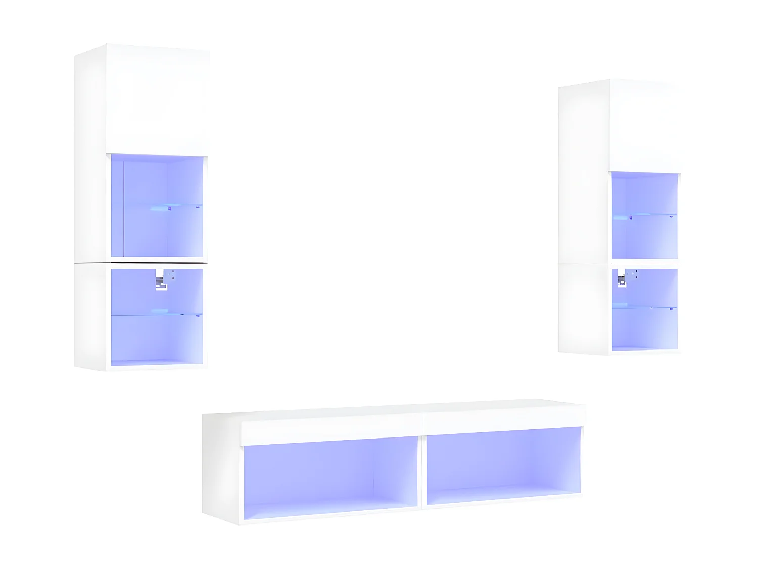 Muebles TV de pared con LED 6 pzas madera ingeniería blanco ES64104