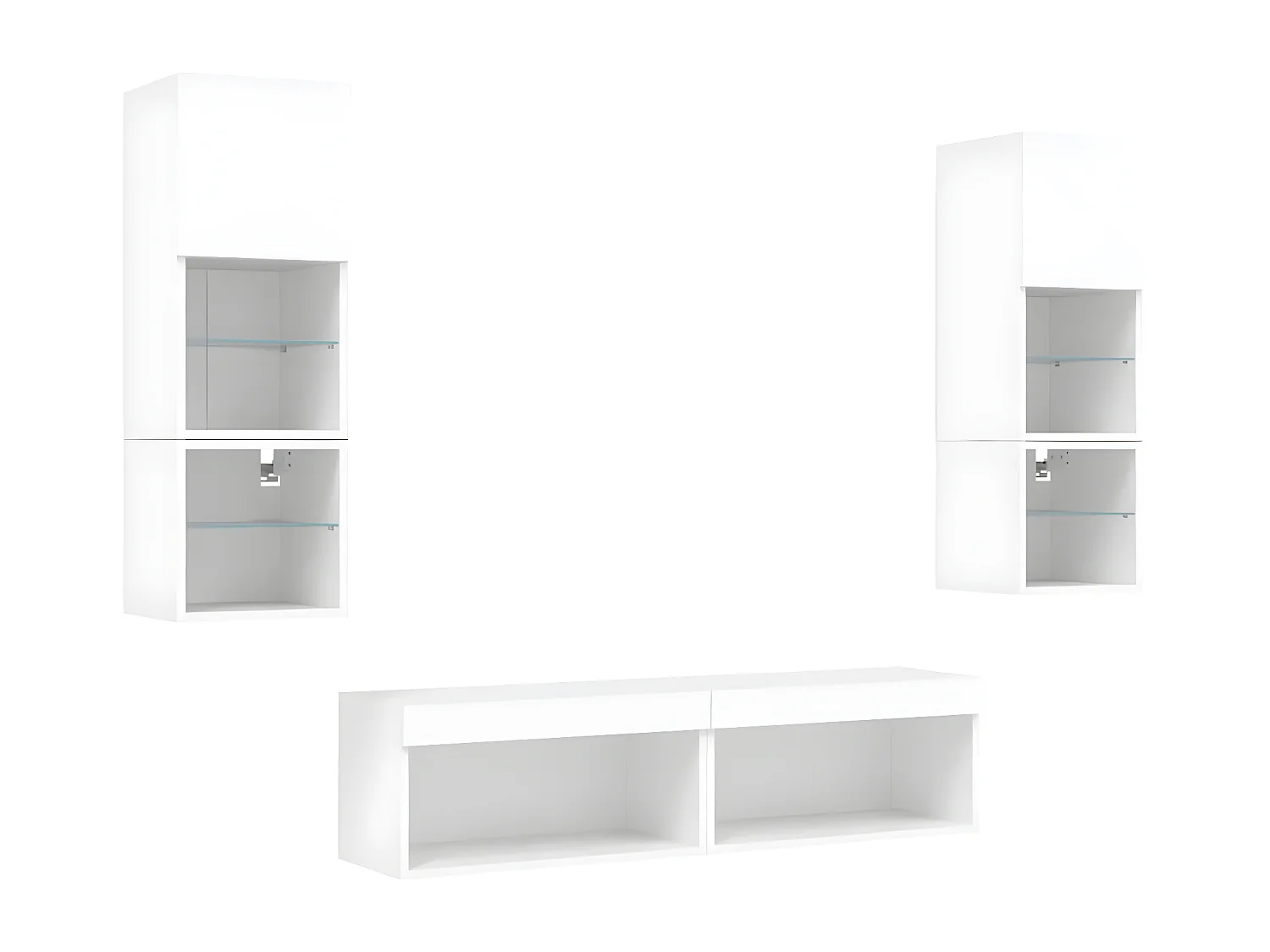 Muebles TV de pared con LED 6 pzas madera ingeniería blanco ES64104