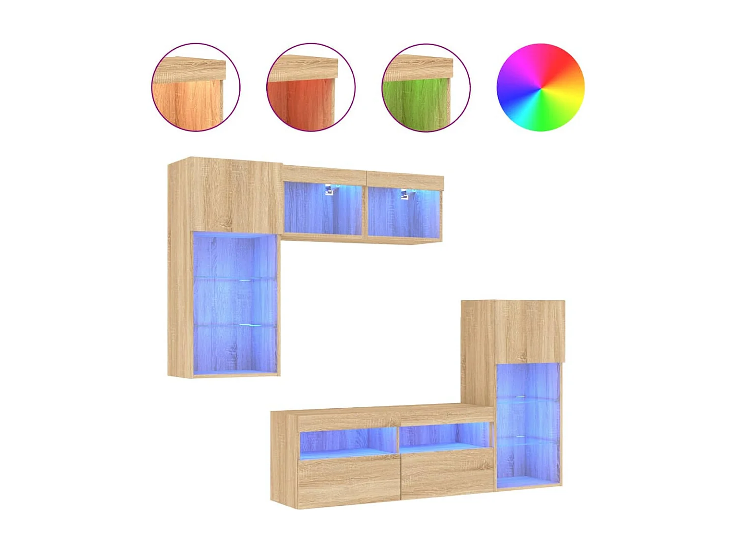 Ensemble de meuble TV avec LED 5 pcs chêne sonoma bois d'ingénierie WET7341