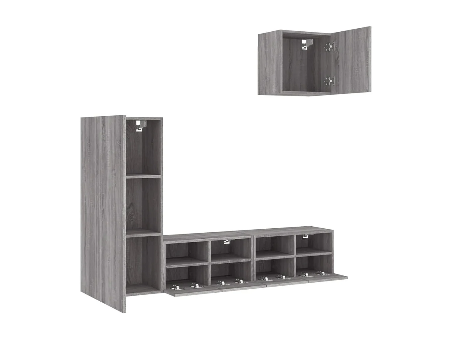 Mobili TV | Armadietti TV a Muro 4pz Grigio Sonoma in Legno Multistrato