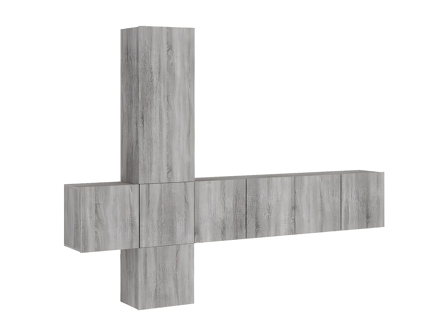Mobili TV | Armadietti TV a Muro 5pz Grigio Sonoma in Legno Multistrato