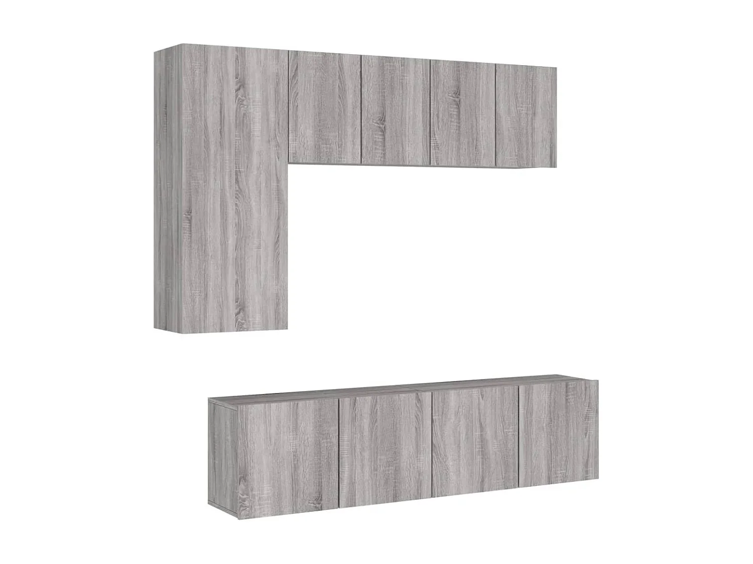 5 pcs móveis de parede p/ TV derivados de madeira cinza sonoma PT561020