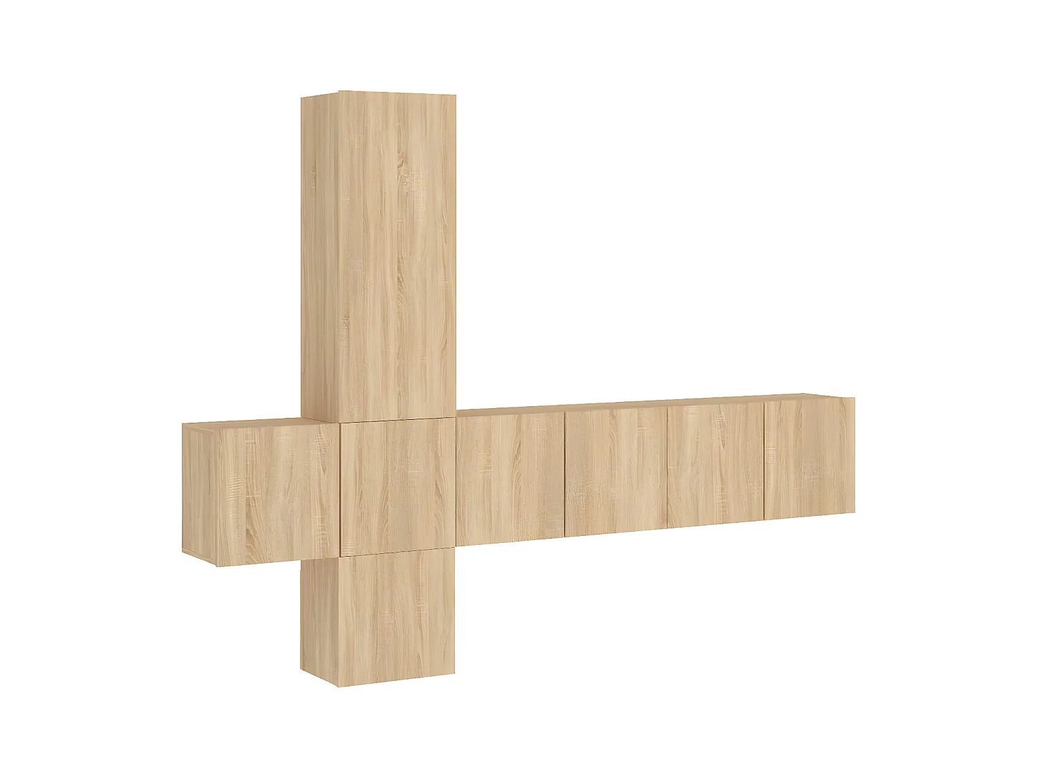 5-delige Tv-wandmeubelset bewerkt hout sonoma eikenkleurig NL74183