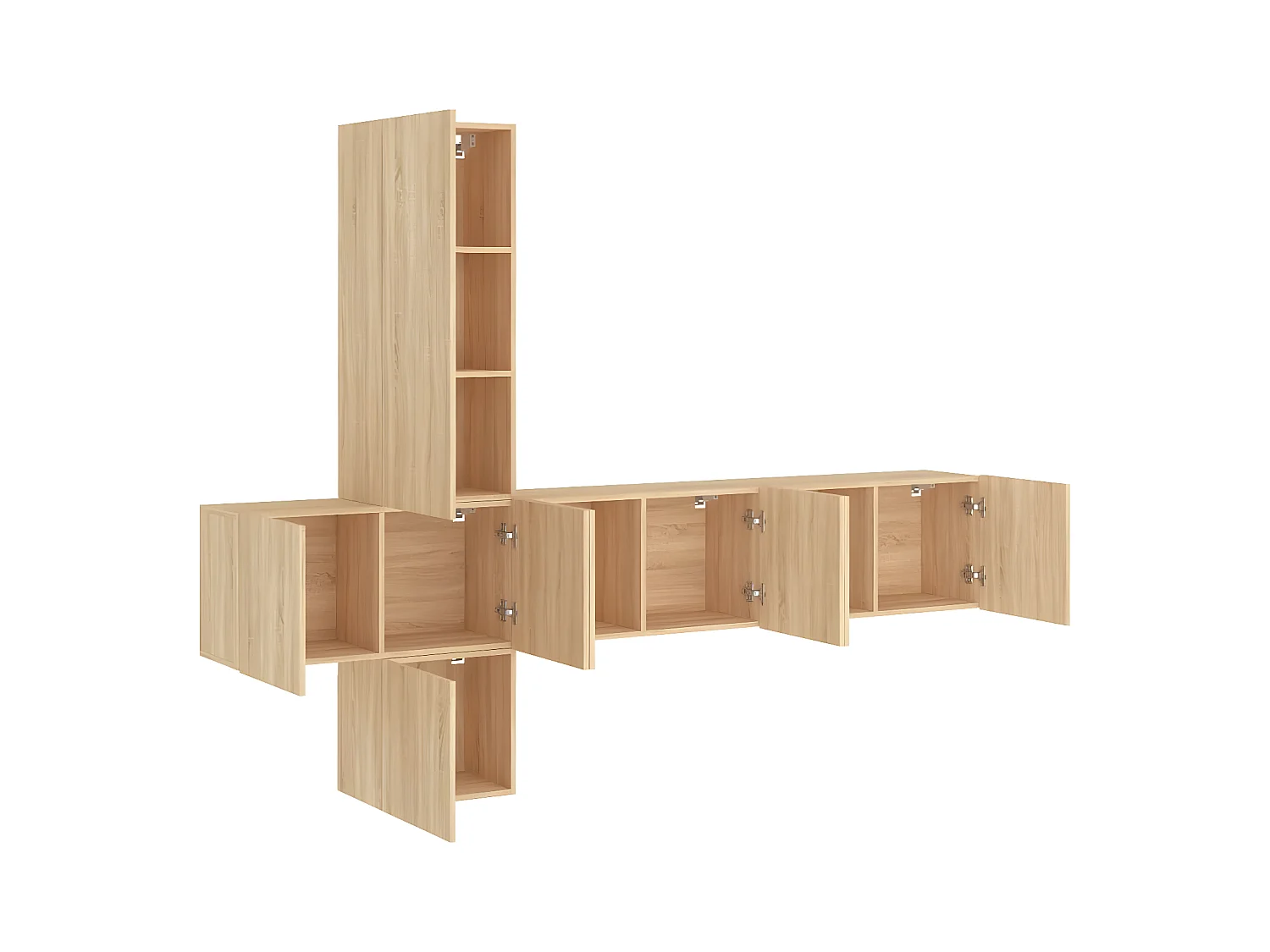 5-delige Tv-wandmeubelset bewerkt hout sonoma eikenkleurig NL74183