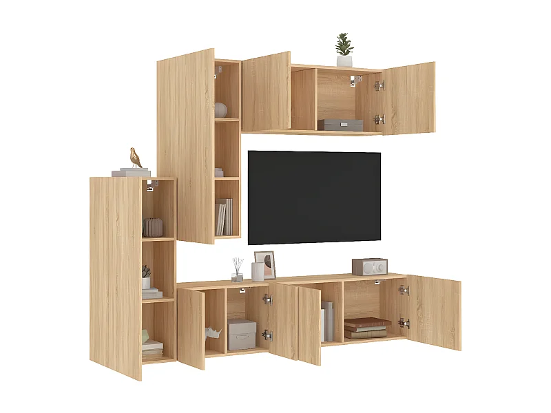 Ensemble de meuble TV 5 pcs chêne sonoma bois d'ingénierie WET5196