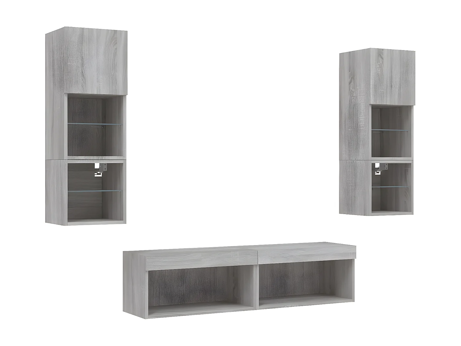 6 pcs móveis parede p/ TV c/ LEDs deriv. madeira cinza sonoma PT742344