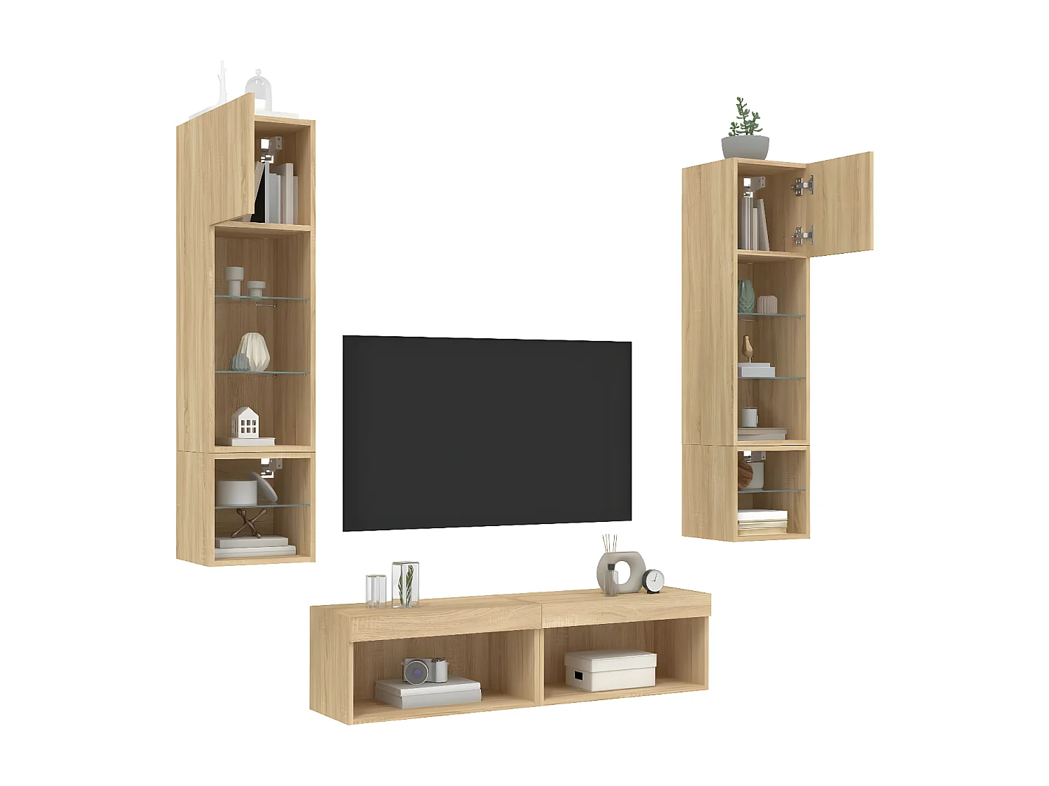 Ensemble de meuble TV avec LED 6 pcs chêne sonoma bois d'ingénierie WET3819