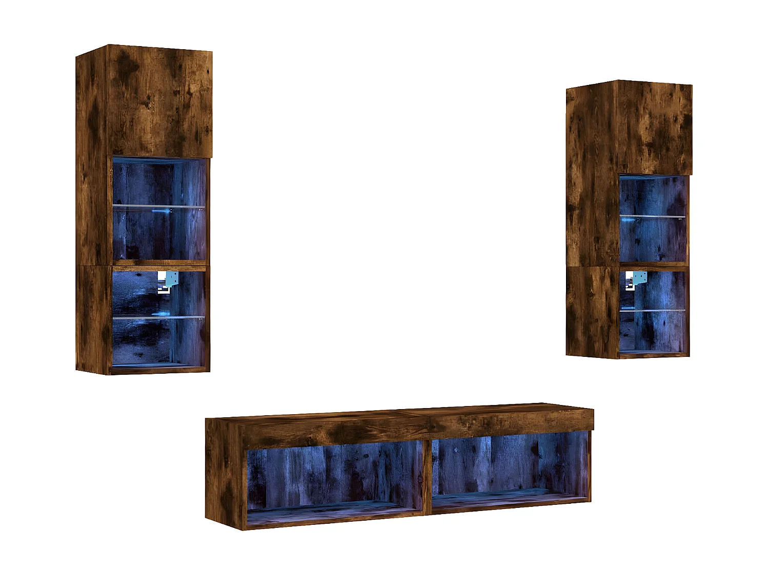 Ensemble de meuble TV avec LED 6 pcs chêne fumé bois d'ingénierie WET3346