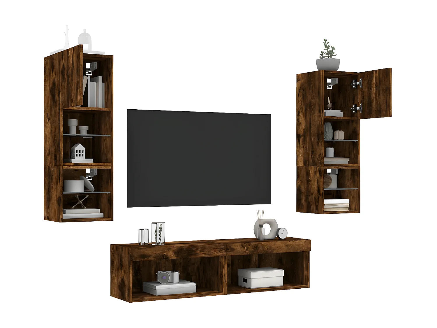 Ensemble de meuble TV avec LED 6 pcs chêne fumé bois d'ingénierie WET3346