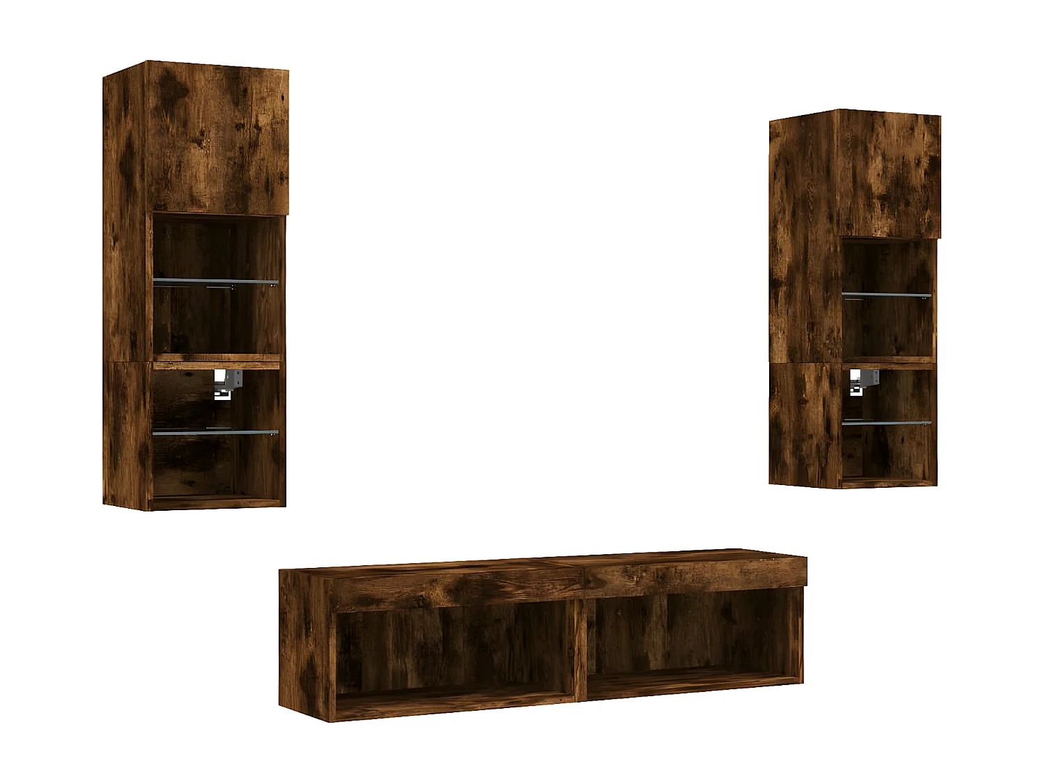 Ensemble de meuble TV avec LED 6 pcs chêne fumé bois d'ingénierie WET3346