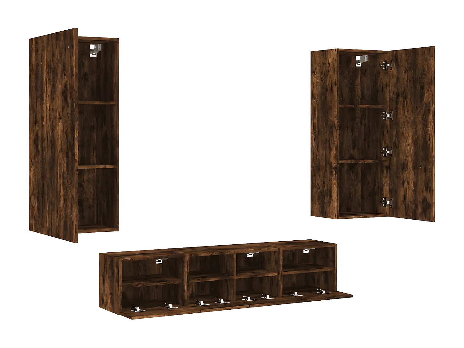 Muebles TV de pared 5 pzas madera ingeniería roble ahumado ES87383