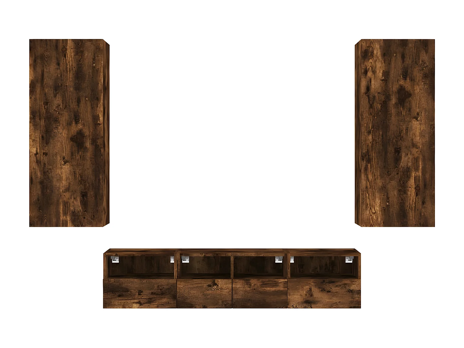 Muebles TV de pared 5 pzas madera ingeniería roble ahumado ES87383