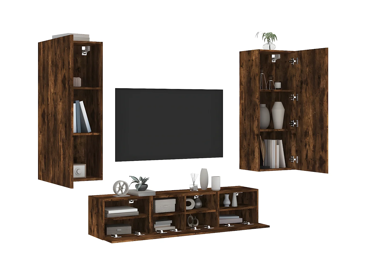 Ensemble de meuble TV 5 pcs chêne fumé bois d'ingénierie WET4456