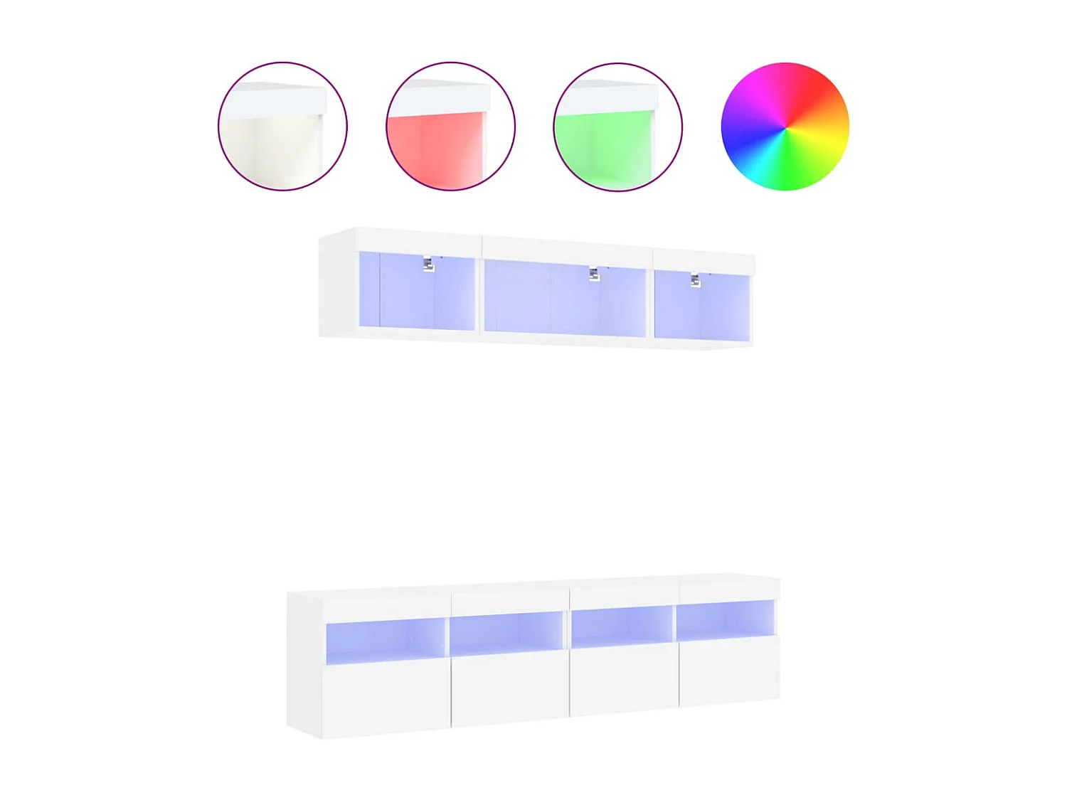 5-delige Tv-wandmeubelset met LED-verlichting bewerkt hout wit NL545358