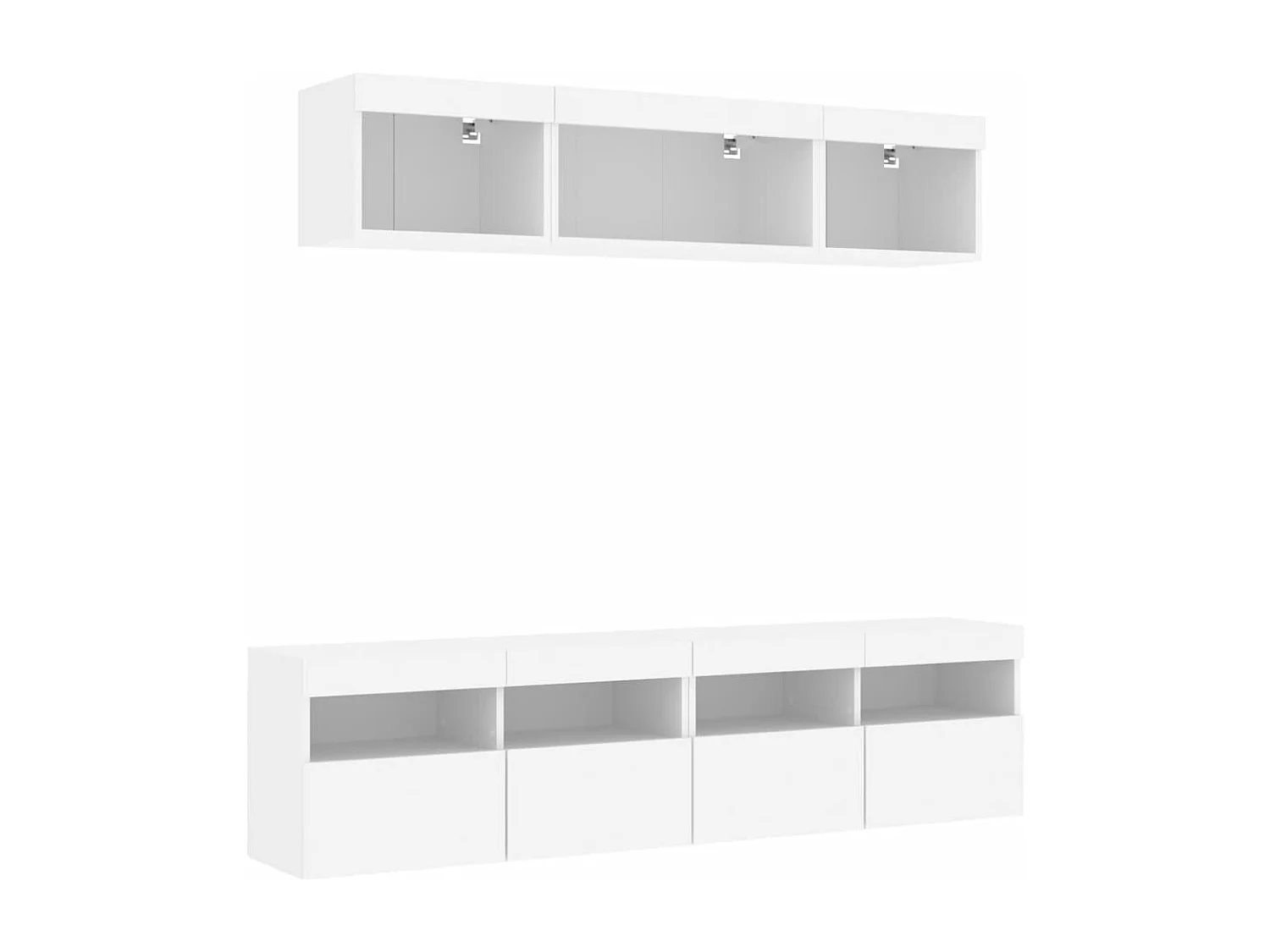 5-delige Tv-wandmeubelset met LED-verlichting bewerkt hout wit NL545358