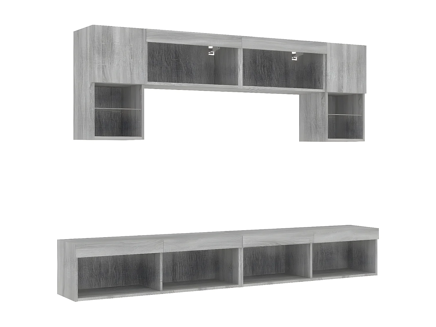 6 pcs móveis parede p/ TV c/ LEDs deriv. madeira cinza sonoma PT761515