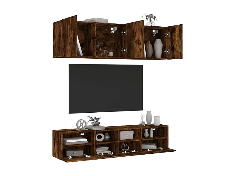 Ensemble de meuble TV 5 pcs chêne fumé bois d'ingénierie WET3728