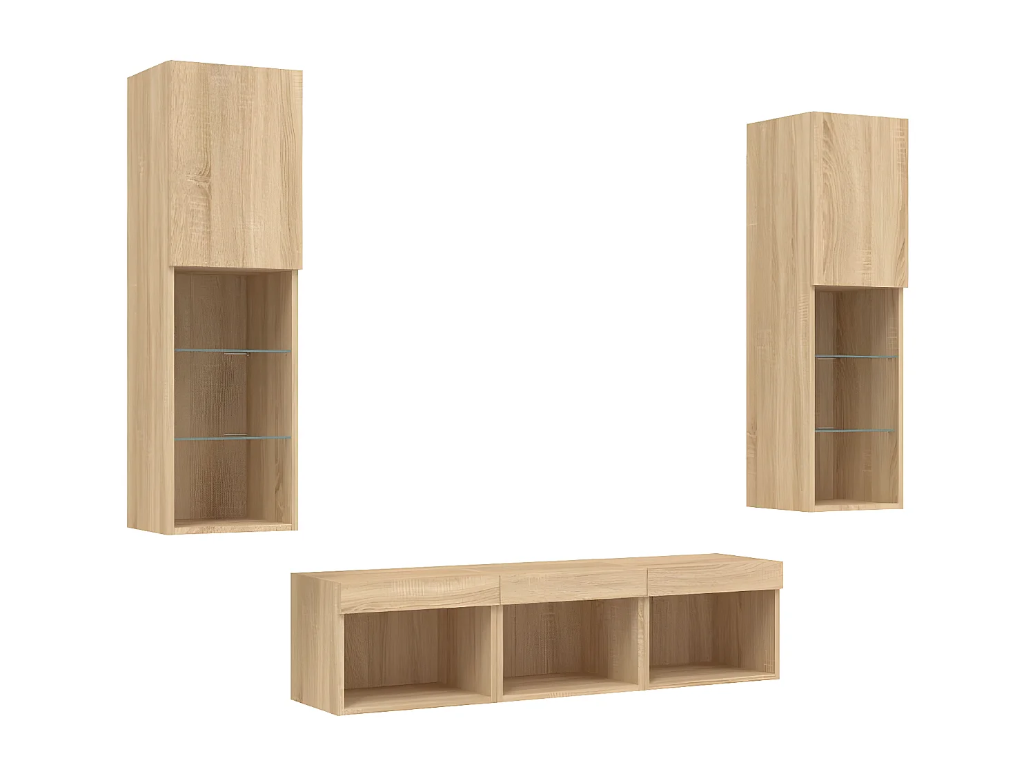 Ensemble de meuble TV avec LED 5 pcs chêne sonoma bois d'ingénierie WET9591