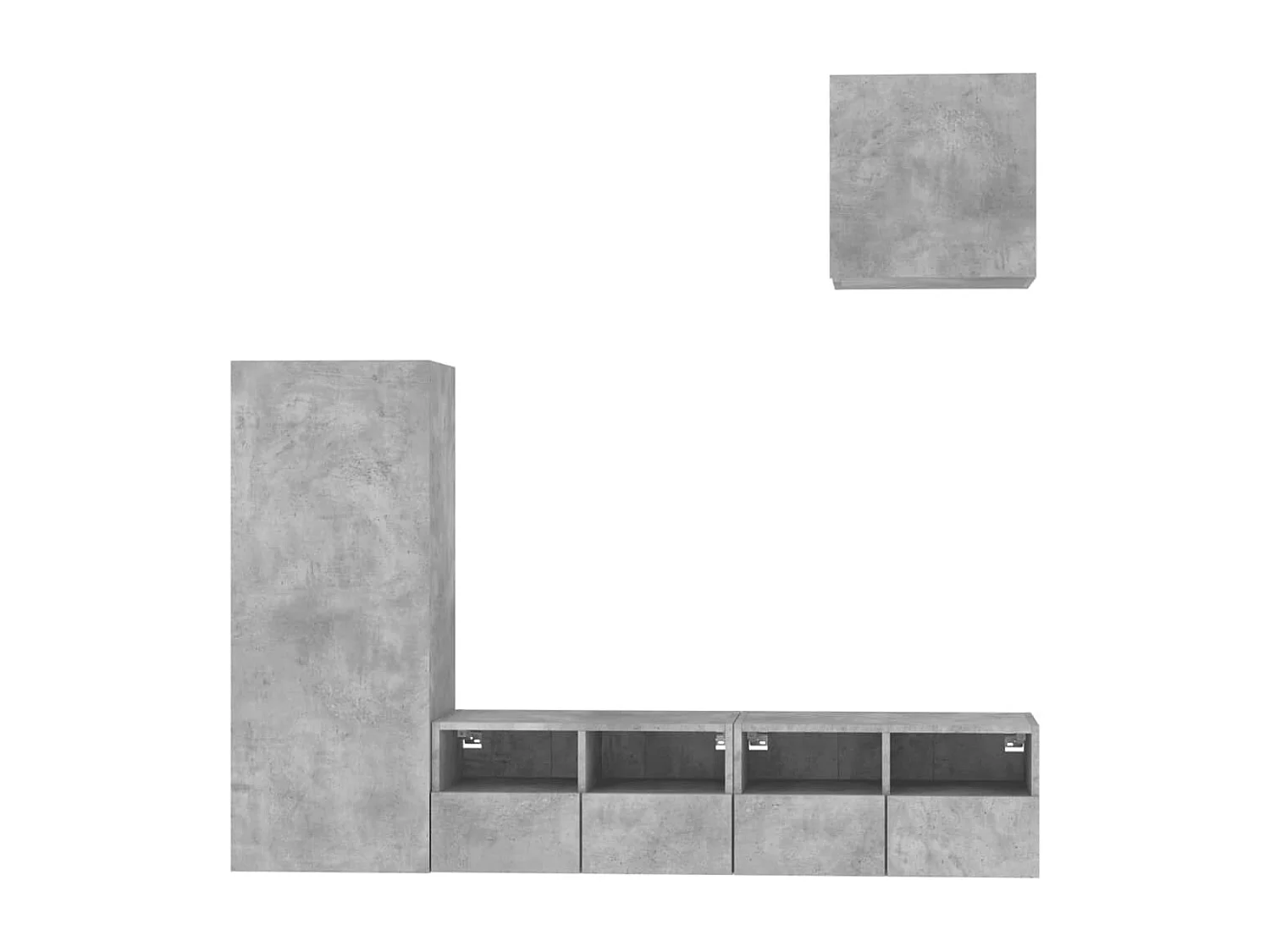 4 pcs móveis de parede p/ TV derivados de madeira cinza cimento PT627936