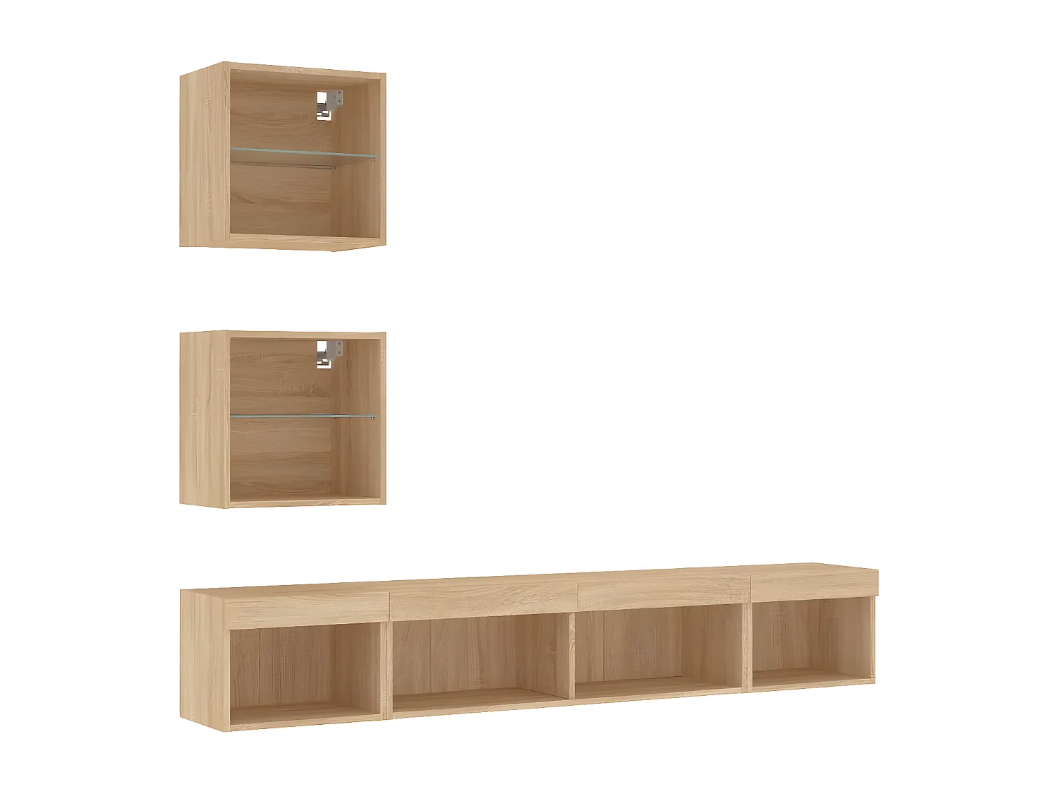 5pcs móveis parede p/ TV c/ LEDs deriv. madeira carvalho sonoma PT185824