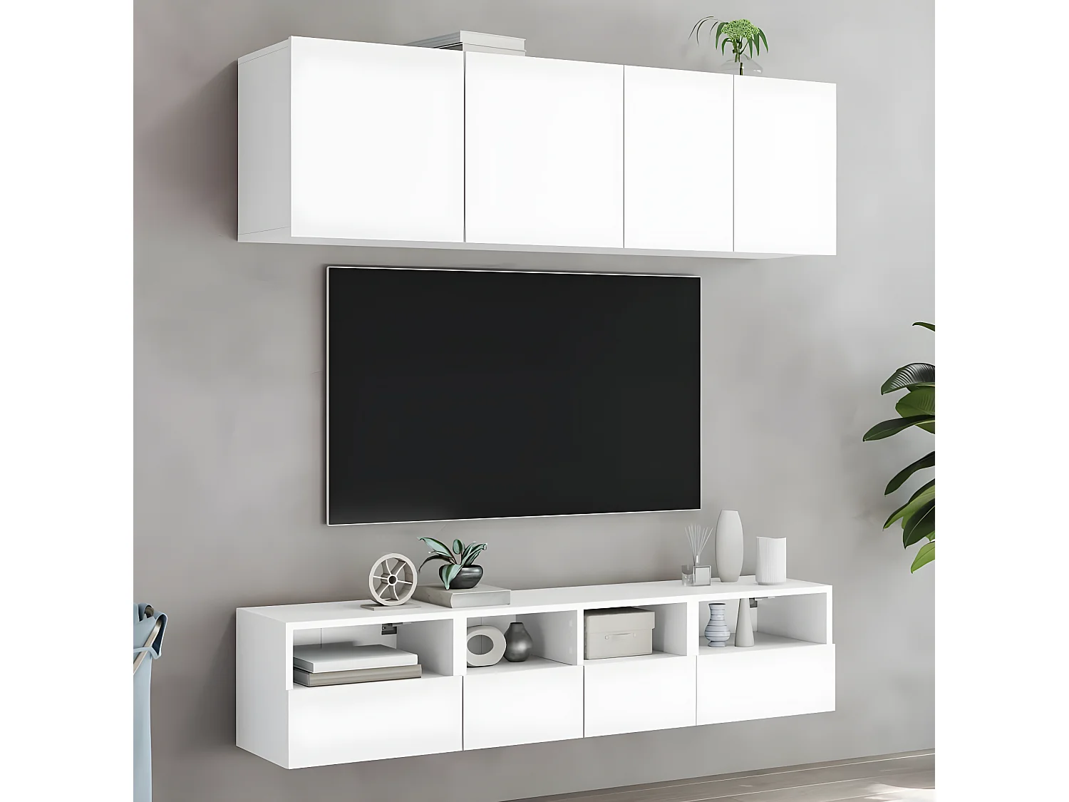Ensemble de meuble TV 5 pcs blanc bois d'ingénierie WET2941