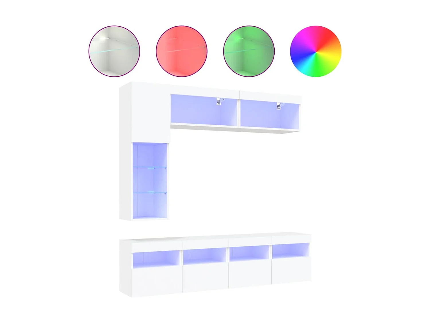 Ensemble de meubles TV muraux 7 pcs avec lumières LED blanc WET7723