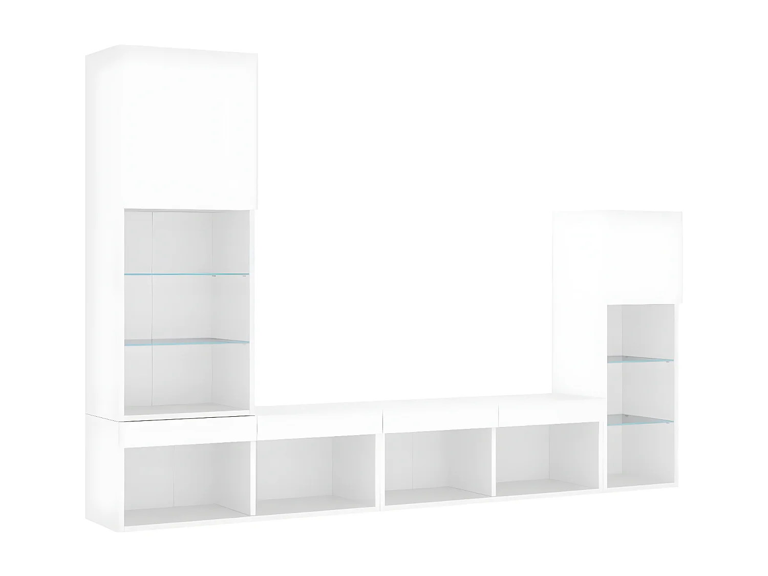 Ensemble de meuble TV avec LED 4 pcs blanc bois d'ingénierie WET9216