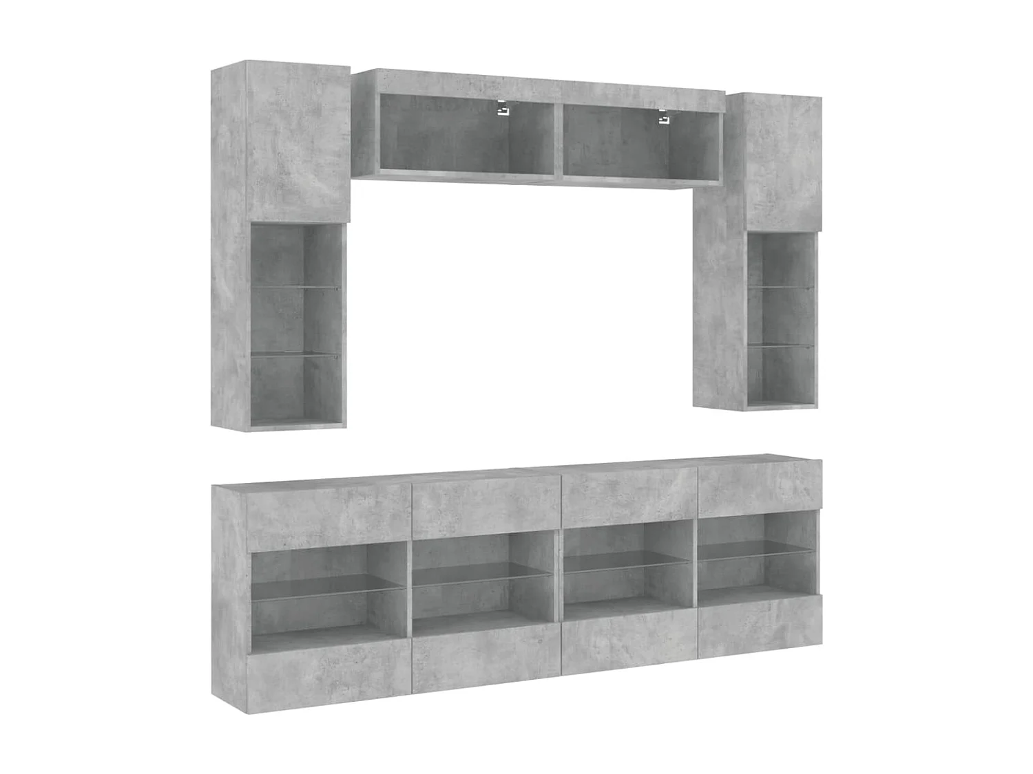 Muebles TV de pared con luces LED 6 piezas gris hormigón ES38211