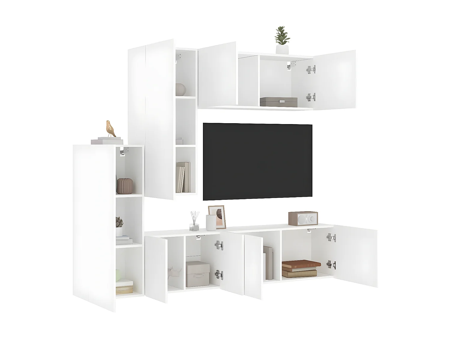 Ensemble de meuble TV 5 pcs blanc bois d'ingénierie WET8156