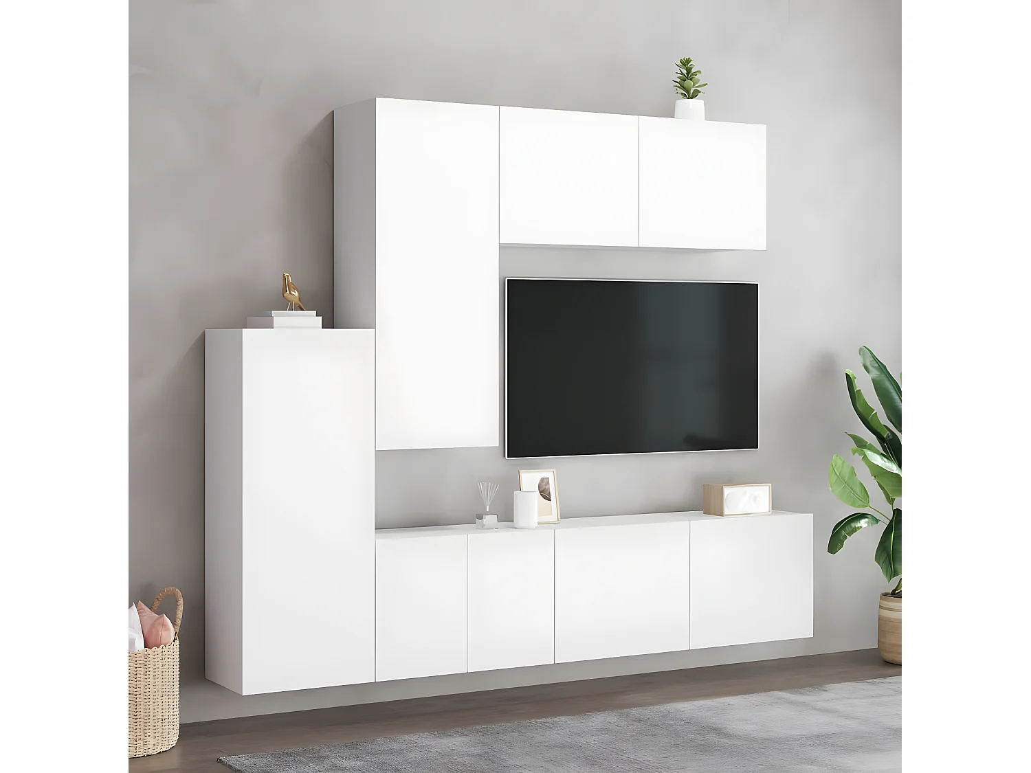 Ensemble de meuble TV 5 pcs blanc bois d'ingénierie WET8156
