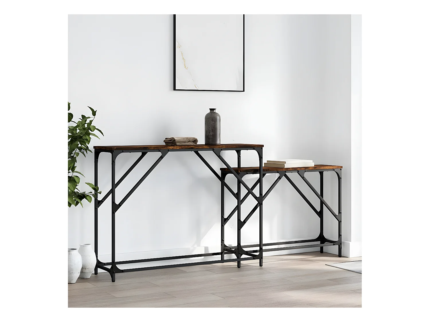 Tables console gigognes 2 pcs chêne fumé bois d'ingénierie GHR48243