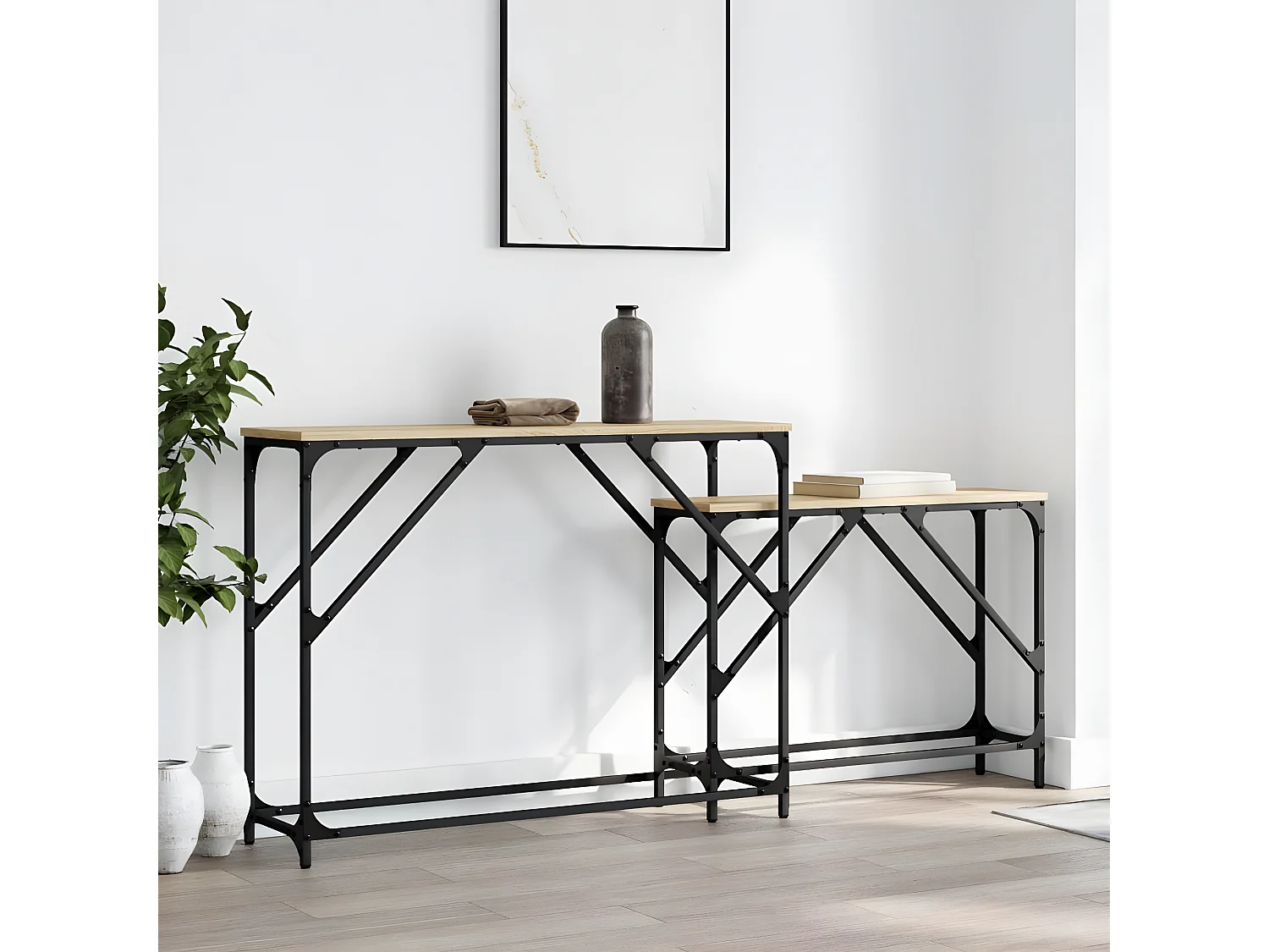 Tables console gigognes 2 pcs chêne sonoma bois d'ingénierie GHR35626