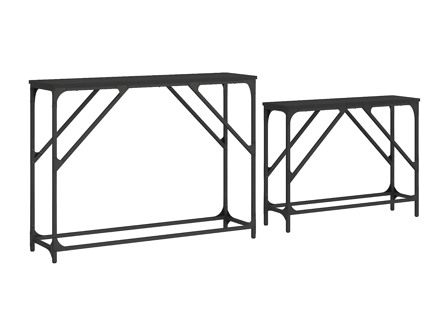 Tables console gigognes 2 pcs noir bois d'ingénierie GHR96712