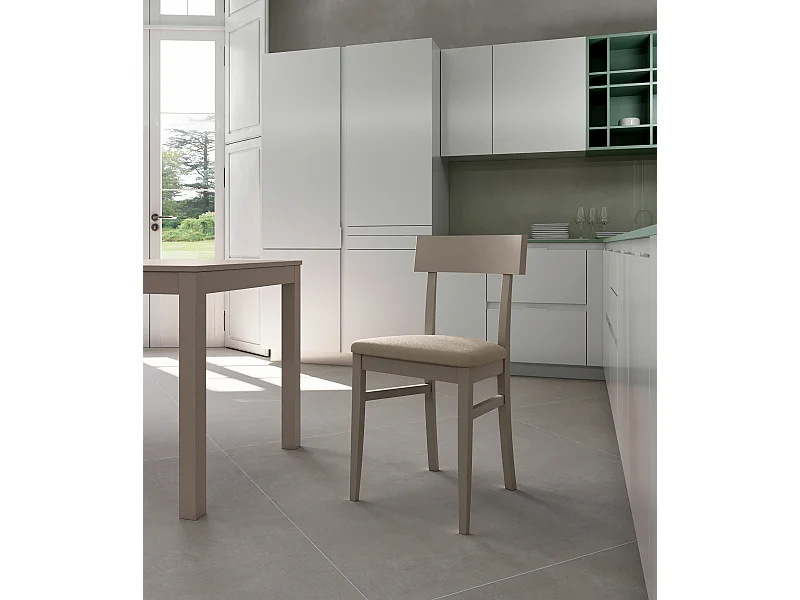 Monaco - Stoel in duifgrijs gelakt hout eco-leer 2 st